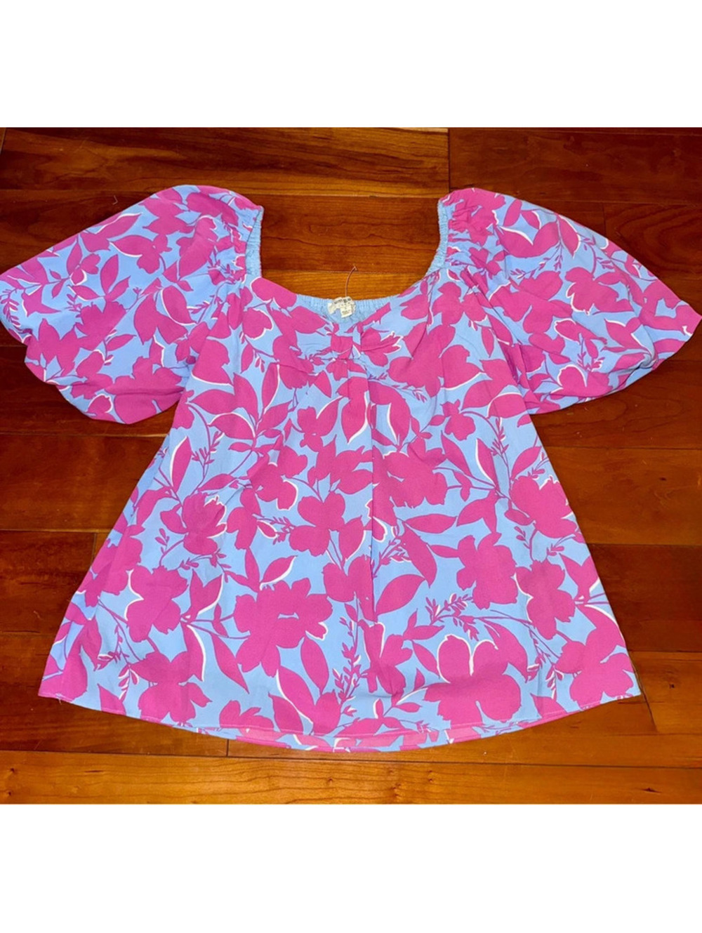 Umgee lilac and purple/pink floral off the should blouse